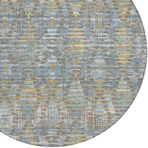 HomeRoots 8 Ft Round Floral Medallion Rug Washable Polyester Stain Resistant Indoor Outdoor Patio 734580