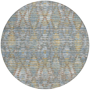 8 Ft Round Floral Medallion Rug Washable Polyester Stain Resistant Indoor Outdoor Patio