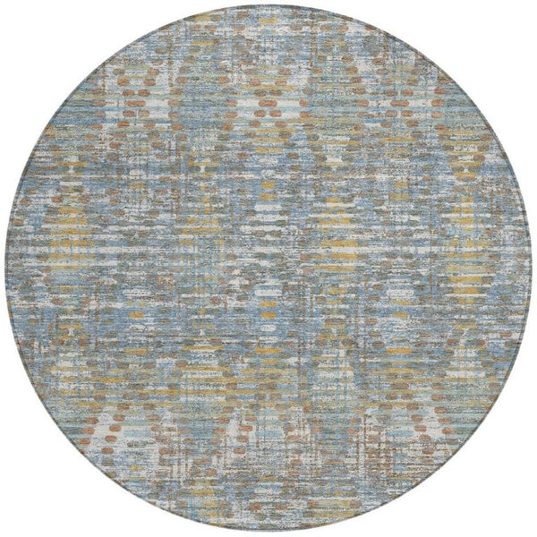 8 Ft Round Floral Medallion Rug Washable Polyester Stain Resistant Indoor Outdoor Patio