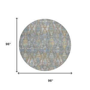 8 Ft Round Floral Medallion Rug Washable Polyester Stain Resistant Indoor Outdoor Patio