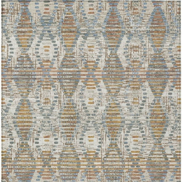 HomeRoots 5x8 Ivory Beige Medallion Polyester Area Rug Washable Stain Resistant Indoor Outdoor 734585