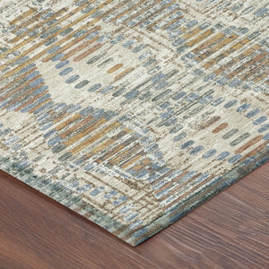 5x8 Ivory Beige Medallion Polyester Area Rug Washable Stain Resistant Indoor Outdoor