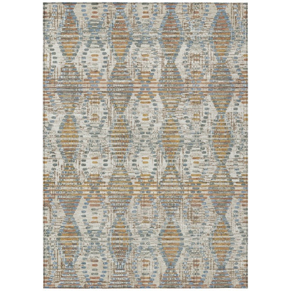 9 X 12 Ivory Beige Floral Medallion Polyester Washable Rug for Patio or Living Room