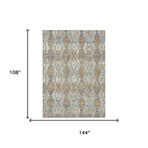 9 X 12 Ivory Beige Floral Medallion Polyester Washable Rug for Patio or Living Room