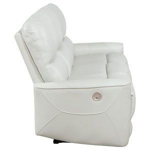 English Elm Ashland Dove Grey Leatherette Power Reclining Sofa with USB Port, Plush Attached Cushions, Modern Comfort (94) B062P353259