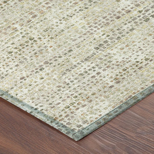 5 X 8 Abstract Ivory Beige Polyester Area Rug Washable for Indoor Outdoor Use