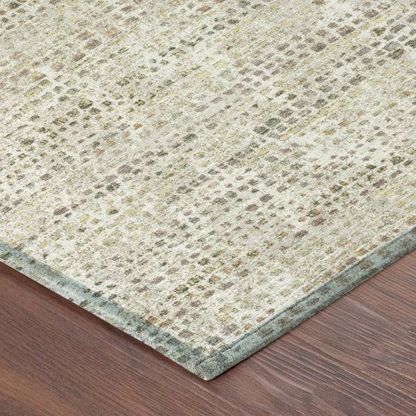 5 X 8 Abstract Ivory Beige Polyester Area Rug Washable for Indoor Outdoor Use