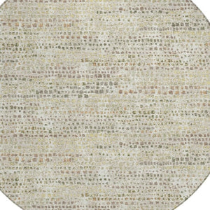 HomeRoots 8 Foot Round Abstract Polyester Area Rug Washable Indoor Outdoor Ivory Beige 734610