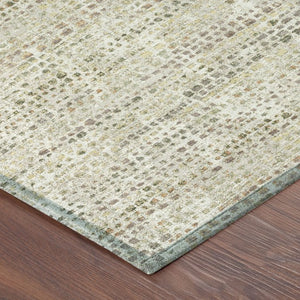 8 Foot Round Abstract Polyester Area Rug Washable Indoor Outdoor Ivory Beige