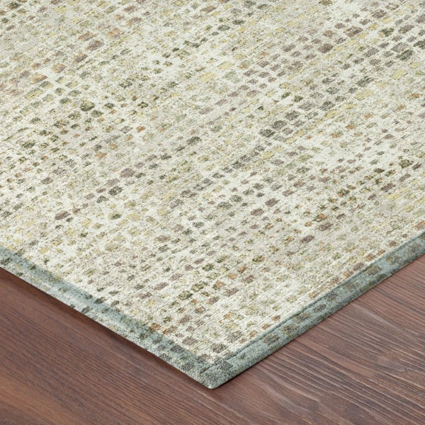 8 Foot Round Abstract Polyester Area Rug Washable Indoor Outdoor Ivory Beige