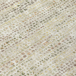 8 Foot Round Abstract Polyester Area Rug Washable Indoor Outdoor Ivory Beige