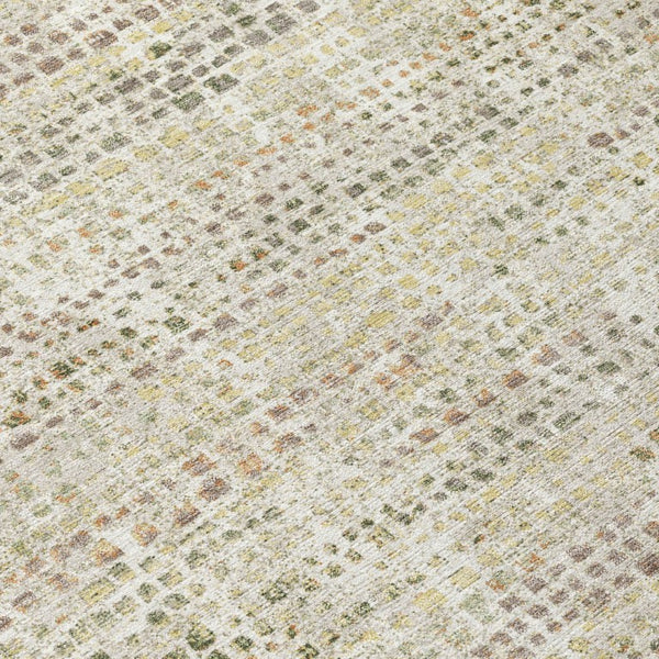 8 Foot Round Abstract Polyester Area Rug Washable Indoor Outdoor Ivory Beige