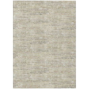 10 Ft X 14 Ft Abstract Ivory Beige Washable Polyester Rug for Indoor Outdoor Use