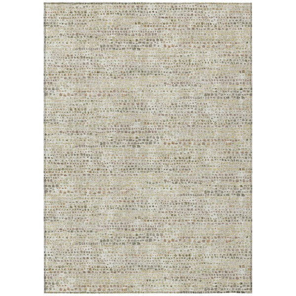 10 Ft X 14 Ft Abstract Ivory Beige Washable Polyester Rug for Indoor Outdoor Use