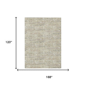 10 Ft X 14 Ft Abstract Ivory Beige Washable Polyester Rug for Indoor Outdoor Use