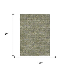 8x10 Olive Abstract Polyester Area Rug Washable Stain Resistant Indoor Outdoor Patio