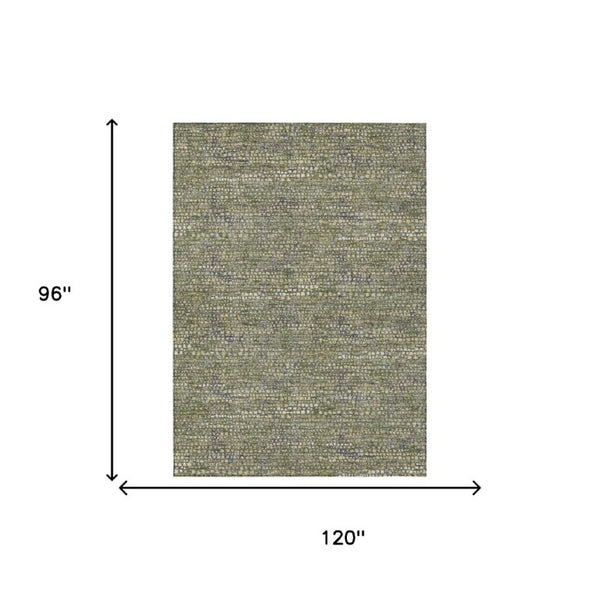 8x10 Olive Abstract Polyester Area Rug Washable Stain Resistant Indoor Outdoor Patio