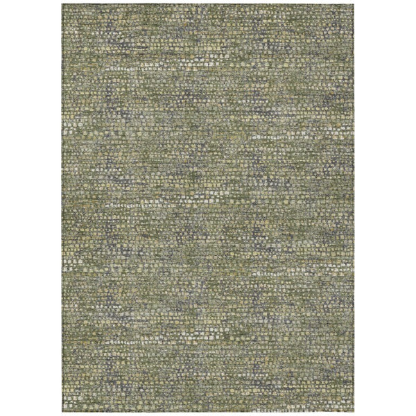 10 X 14 Abstract Olive Polyester Area Rug Washable Stain Resistant Indoor Outdoor