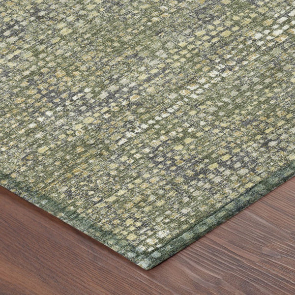 10 X 14 Abstract Olive Polyester Area Rug Washable Stain Resistant Indoor Outdoor