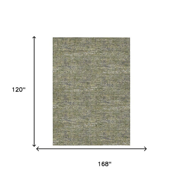 10 X 14 Abstract Olive Polyester Area Rug Washable Stain Resistant Indoor Outdoor