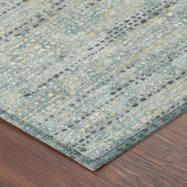 8 X 10 Teal Pewter Abstract Polyester Area Rug Stain Resistant Indoor Outdoor