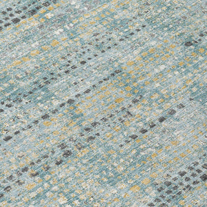 8 X 10 Teal Pewter Abstract Polyester Area Rug Stain Resistant Indoor Outdoor