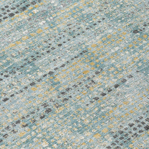 8 X 10 Teal Pewter Abstract Polyester Area Rug Stain Resistant Indoor Outdoor