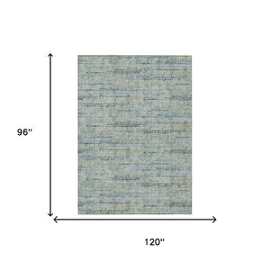 8 X 10 Teal Pewter Abstract Polyester Area Rug Stain Resistant Indoor Outdoor
