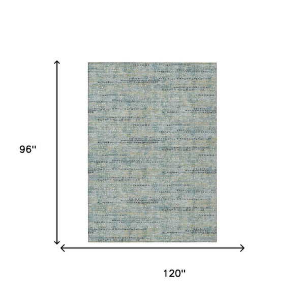 8 X 10 Teal Pewter Abstract Polyester Area Rug Stain Resistant Indoor Outdoor
