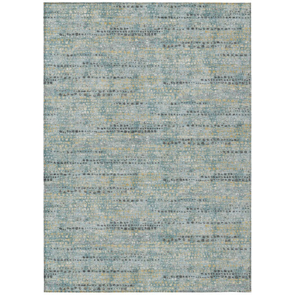 10 X 14 Abstract Teal Pewter Polyester Area Rug Washable Stain Resistant Indoor Outdoor