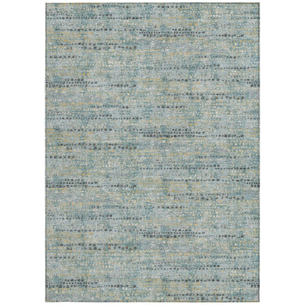 10 X 14 Abstract Teal Pewter Polyester Area Rug Washable Stain Resistant Indoor Outdoor