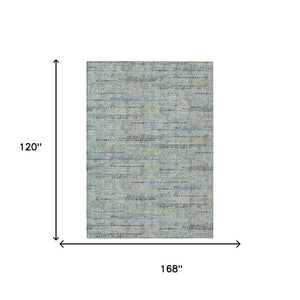 10 X 14 Abstract Teal Pewter Polyester Area Rug Washable Stain Resistant Indoor Outdoor