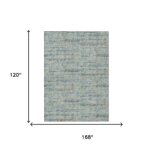 10 X 14 Abstract Teal Pewter Polyester Area Rug Washable Stain Resistant Indoor Outdoor