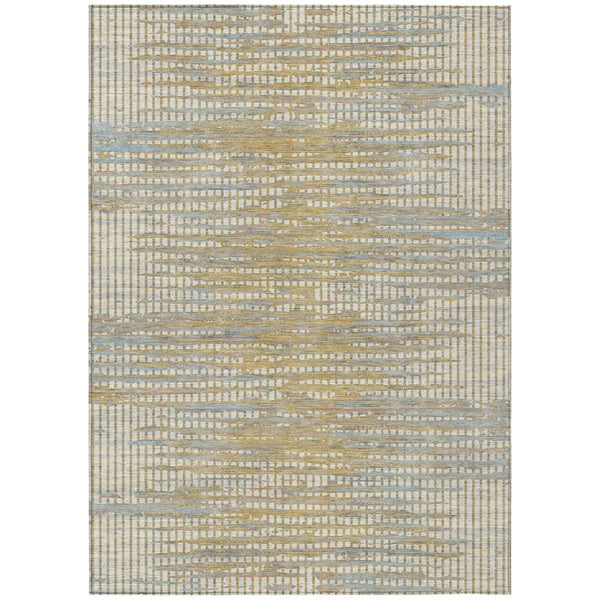 10 X 14 Ivory Beige Abstract Polyester Area Rug Washable Stain Resistant Indoor Outdoor