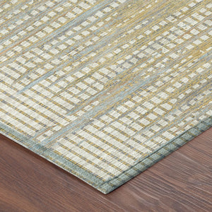10 X 14 Ivory Beige Abstract Polyester Area Rug Washable Stain Resistant Indoor Outdoor