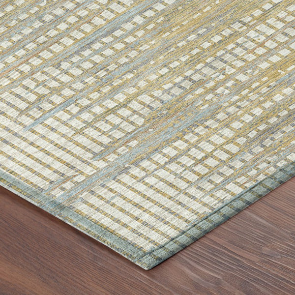 10 X 14 Ivory Beige Abstract Polyester Area Rug Washable Stain Resistant Indoor Outdoor