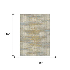 10 X 14 Ivory Beige Abstract Polyester Area Rug Washable Stain Resistant Indoor Outdoor