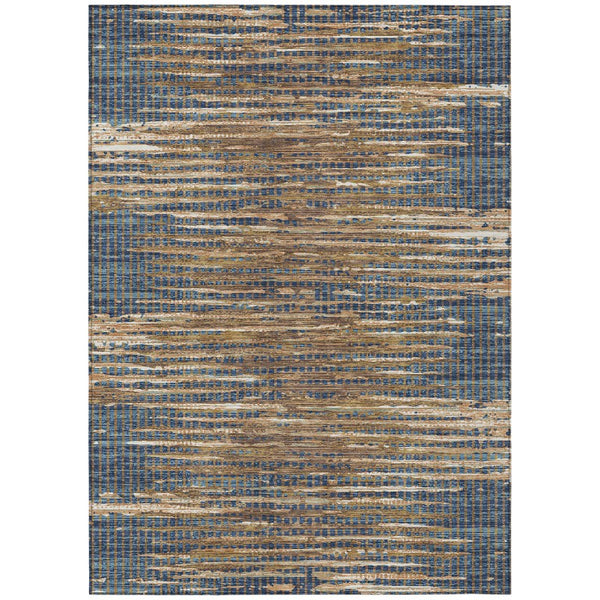 10 X 14 Abstract Navy Polyester Area Rug Washable for Indoor Outdoor Use