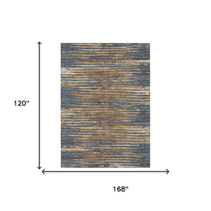 10 X 14 Abstract Navy Polyester Area Rug Washable for Indoor Outdoor Use