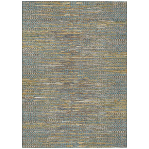 5 X 8 Teal Taupe Abstract Polyester Area Rug Washable for Patio or Living Room