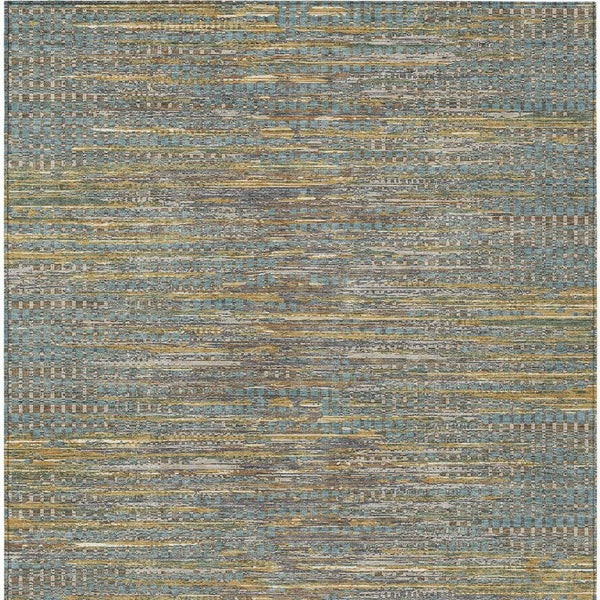 5 X 8 Teal Taupe Abstract Polyester Area Rug Washable for Patio or Living Room