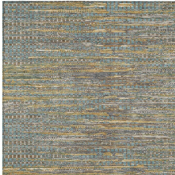 HomeRoots 8 X 10 Teal Taupe Abstract Polyester Area Rug Washable Stain Resistant Indoor 734683