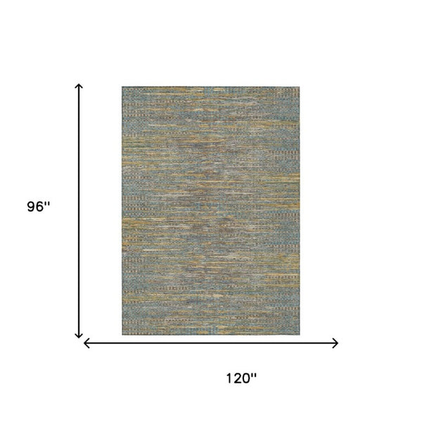 8 X 10 Teal Taupe Abstract Polyester Area Rug Washable Stain Resistant Indoor