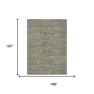 10 X 14 Abstract Polyester Area Rug Washable Teal Taupe for Patio or Living Room