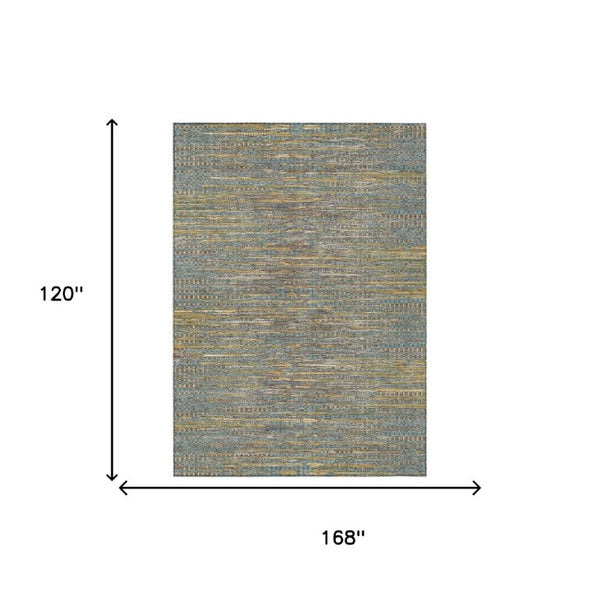 10 X 14 Abstract Polyester Area Rug Washable Teal Taupe for Patio or Living Room