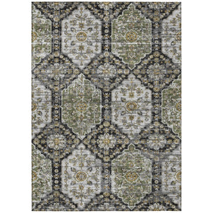 5x8 Damask Polyester Area Rug Washable Stain Resistant Indoor Outdoor Patio Decor