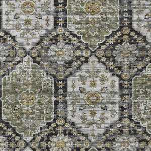 HomeRoots 5x8 Damask Polyester Area Rug Washable Stain Resistant Indoor Outdoor Patio Decor 734687