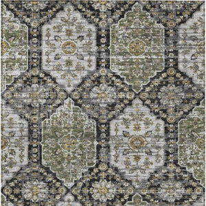 5x8 Damask Polyester Area Rug Washable Stain Resistant Indoor Outdoor Patio Decor