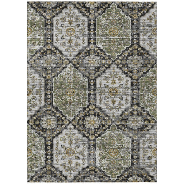 10 Ft X 14 Ft Damask Polyester Area Rug Stain Resistant for Patio or Living Room