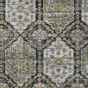 HomeRoots 10 Ft X 14 Ft Damask Polyester Area Rug Stain Resistant for Patio or Living Room 734691